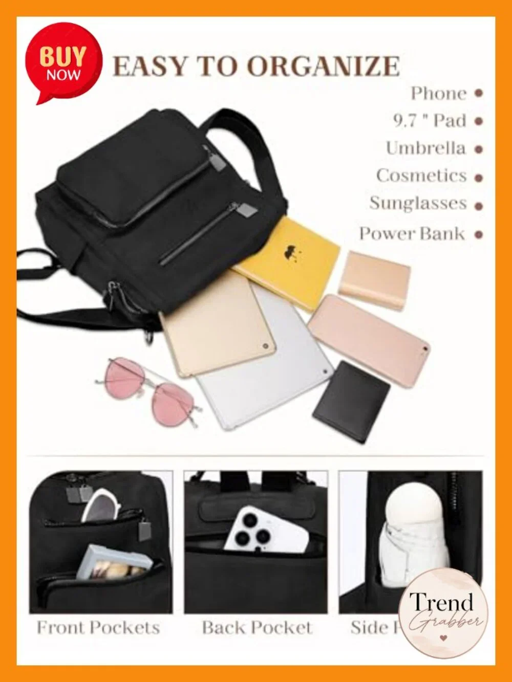 Vegan Leather Fashion Backpack Purse for Women, 3 Ways to Carry, Travel School